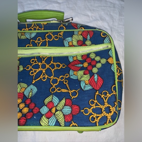 Penguin Travelers Cloth Suitcase with Lock Mod Japan Collectible Decor Vintage - Picture 2 of 15